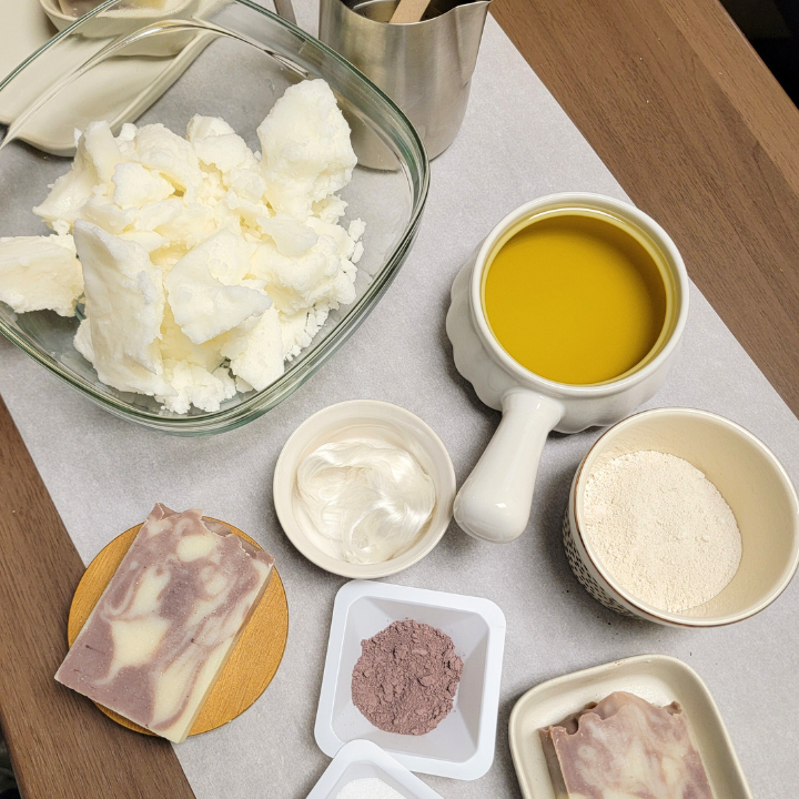 Immerse yourself in the calming scent of Lavender Silk Natural Handmade Soap, crafted with pure essential oils and botanical clays for a soothing, skin-loving cleanse. The addition of purple clay and alkanet root helps detoxify, while aloe vera juice and silk fibers deeply hydrate and soften. Handmade using traditional methods, this soap offers a creamy, luxurious lather that leaves skin refreshed and pampered.